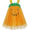 Sunny Fashion Girls Dress Pumpkin Tulle Party Dress Halloween Costume Size 3-12(Yellow Sleeveless)