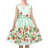 Sunny Fashion Girls Dress Rose Flower Double Bow Tie Party Sundress(Light Green)