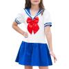Sunny Fashion Girls Dress Sailor School Uniform Navy Suit Size 6-14(Blue)