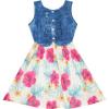 Sunny Fashion Girls Dress Skirt Blue Denim Floral Dress Bow Tie Casual Beach $