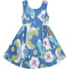 Sunny Fashion Girls Dress Sleeveless Denim Floral Print Flower Detailing