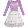 Sunny Fashion Girls Dress Turquoise Long Sleeve Lace 2-in-1 Princess Tutu(Purple)