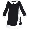 Sunny Fashion Girls Dress White Collar Long Sleeve School Uniform Size 5-10(Black)