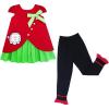 Sunny Fashion Girls Outfit Set Santa Embroidered Pants $ Size 2-6