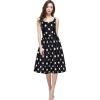 Sunny Fashion Women Clover Pattern Black Swing Casual Party Midi Tea Dress(Black)
