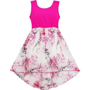 HL51 Girls Dress Hi-lo Maxi Cotton and Chiffon Pink Size 7