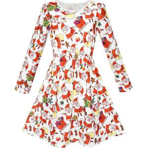 Sunny Fashion Girls Dress Green Forest Red Fox Long Sleeve Size 4-10(Multicolor)