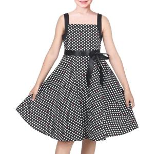 Sunny Fashion Girls Dress Heart Print Pink(Black Dots)