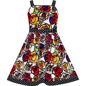 Sunny Fashion Girls Dress Heart Print Pink(Brown Yellow)