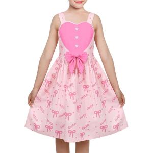 Sunny Fashion Girls Dress Heart Print Pink(Light Pink Heart)