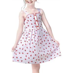 Sunny Fashion Girls Dress Heart Print Pink(Red Strawberry)