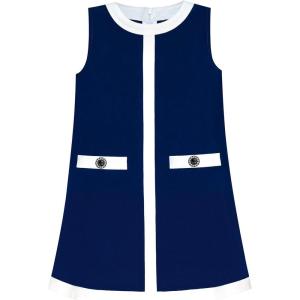 Sunny Fashion Girls Dress Navy Blue School Uniform A-line Size 4-10(Blue)