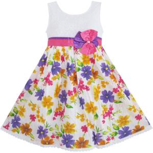 Sunny Fashion Girls Dress Purple Pink Sundress Bow Tie