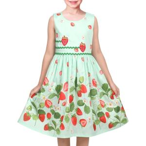 Sunny Fashion Girls Dress Rose Flower Double Bow Tie Party Sundress(Light Green)