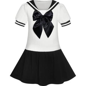 Sunny Fashion Girls Dress Sailor School Uniform Navy Suit Size 6-14(Black)