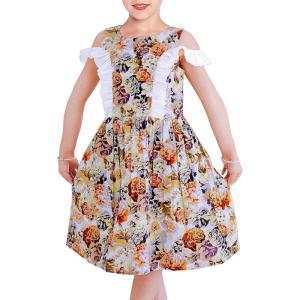 Sunny Fashion Girls Dress Vintage Floral Cold Shoulder Summer Sundress Size 6-12