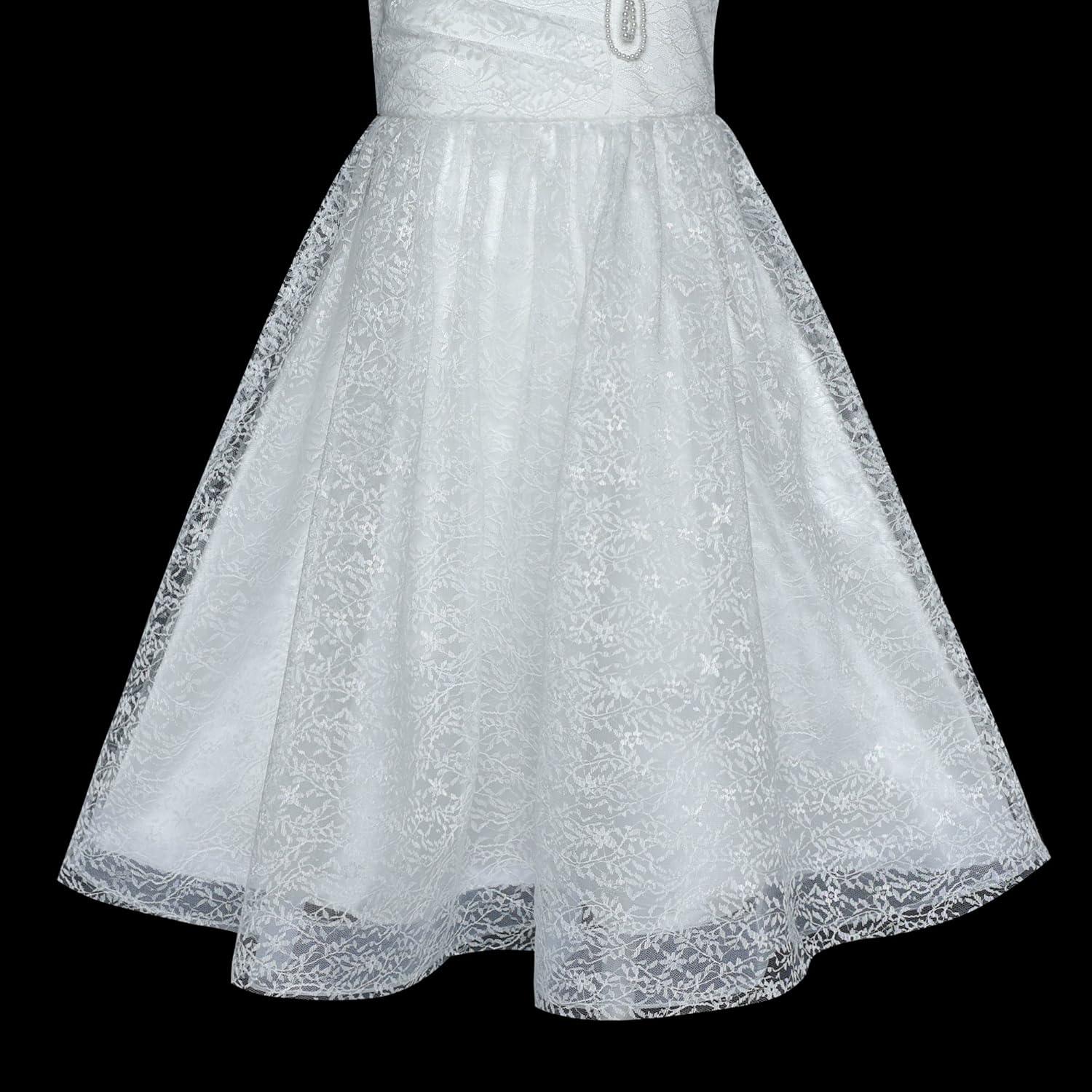 imageSunny Fashion Flower Girl Dress Off White Lace First Communion Wedding Bridesmaid