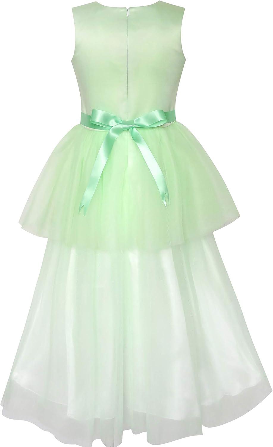 imageSunny Fashion Flower Girls Dress Pink Dancing Ball Gown Princess Party Size 714