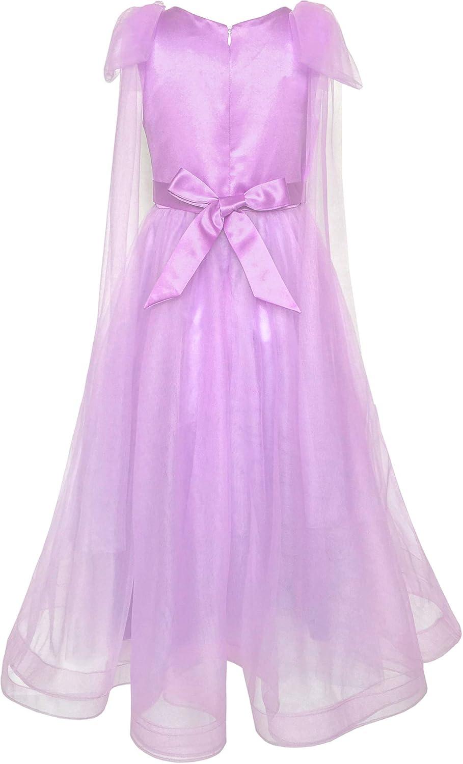 imageSunny Fashion Flower Girls Dress Purple Sleeveless Mantillas Wedding Bridesmaid