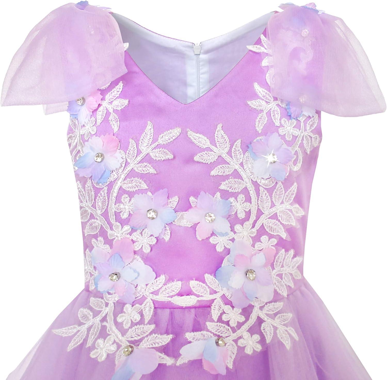 imageSunny Fashion Flower Girls Dress Purple Sleeveless Mantillas Wedding Bridesmaid