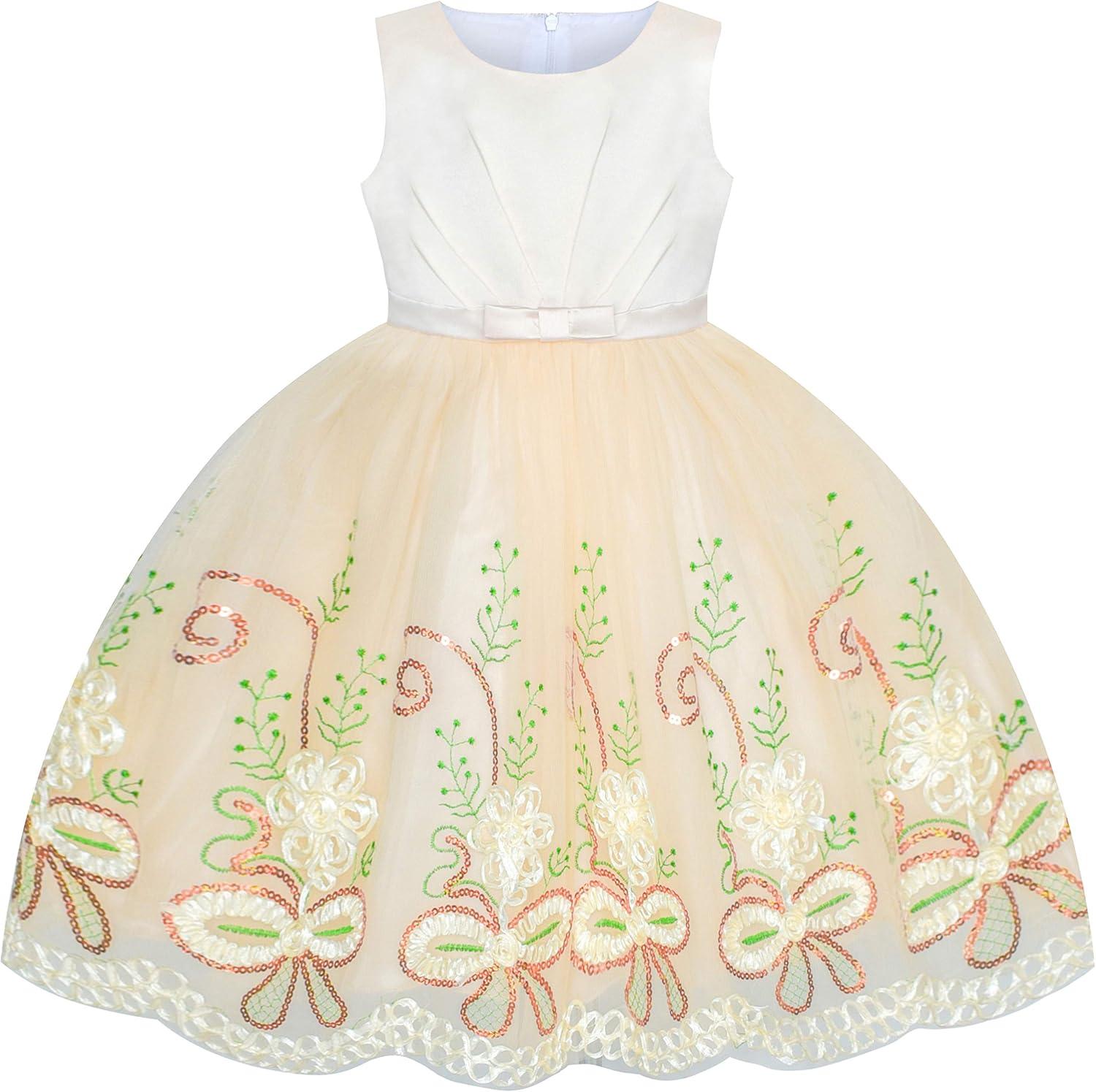 imageSunny Fashion Flower Girls Dress Purple Tiered Skirt Bridesmaid WeddingChampagne Flower