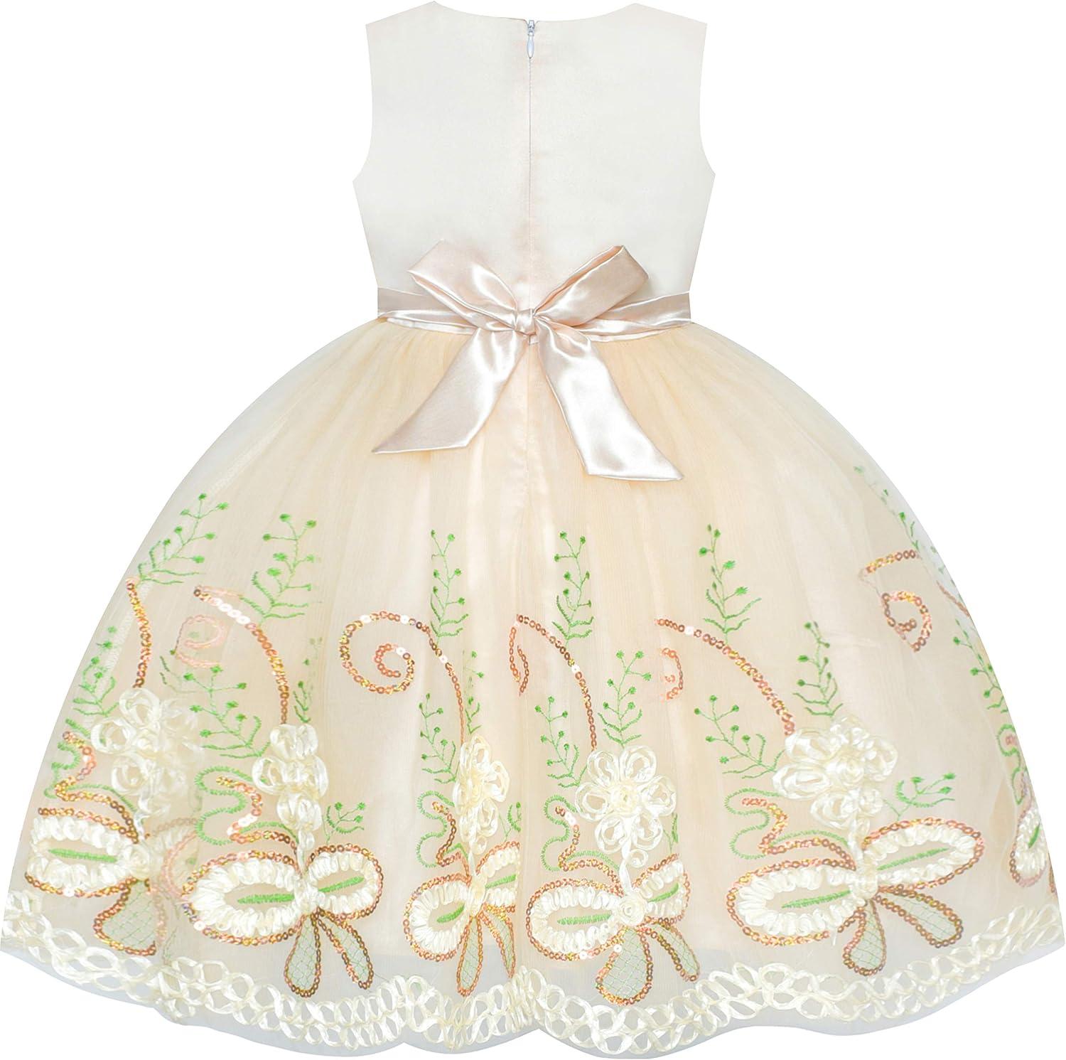 imageSunny Fashion Flower Girls Dress Purple Tiered Skirt Bridesmaid WeddingChampagne Flower