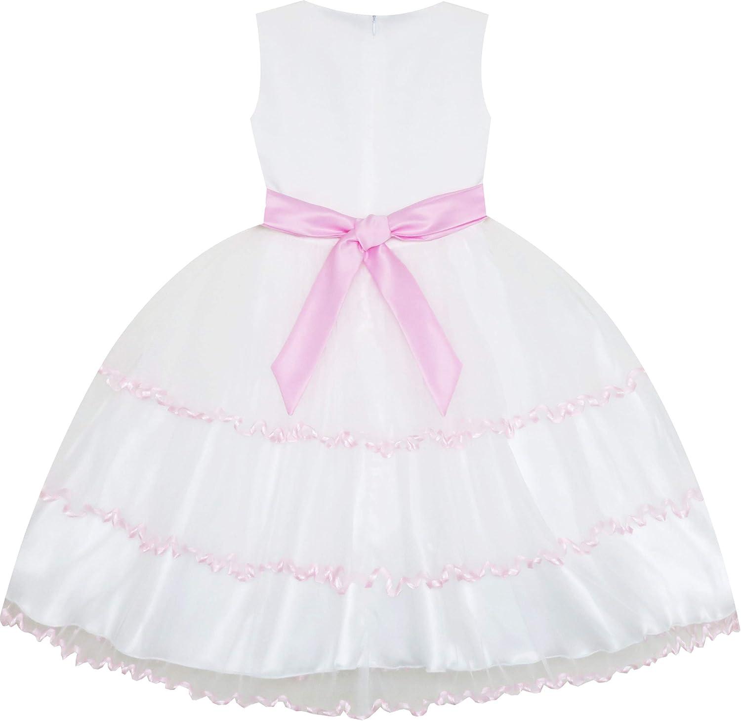 imageSunny Fashion Flower Girls Dress Tiered Ruffle Skirt Blue Pageant Size 612Purple