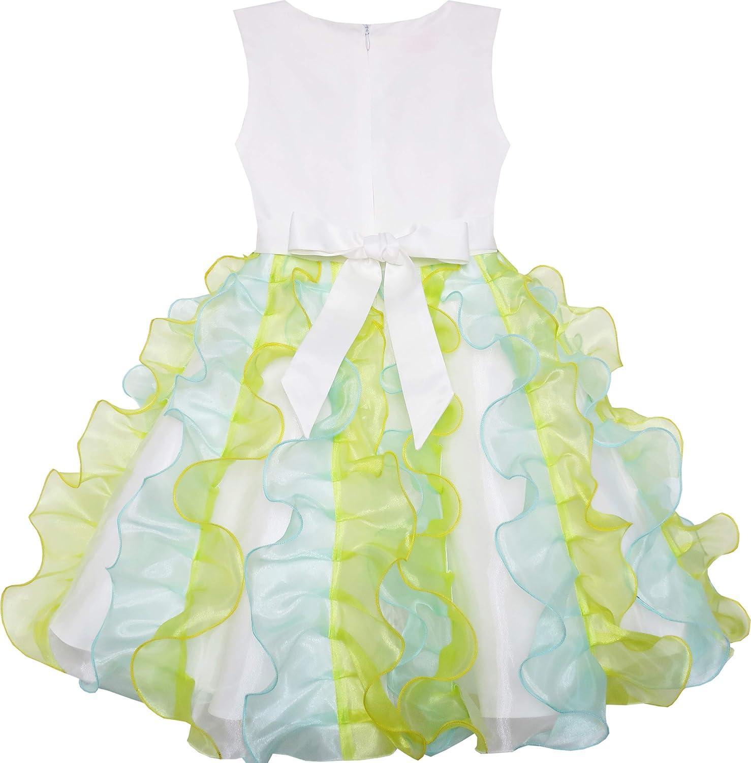 imageSunny Fashion Girls Dress Pleated Tulle Princess Party Wedding Pageant