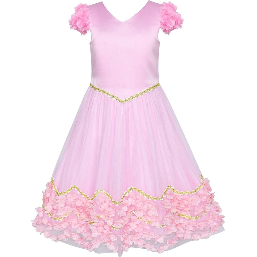 imageSunny Fashion Flower Girl Dress Pink Floral Wedding Bridesmaid Party Size 612