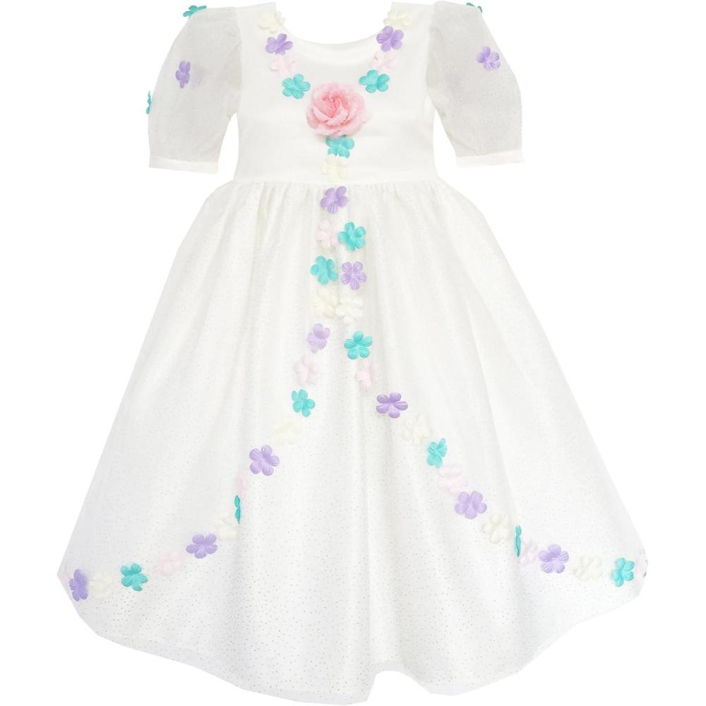 imageSunny Fashion Flower Girl Dress Sequin Rose Flower Petal Wedding Princess