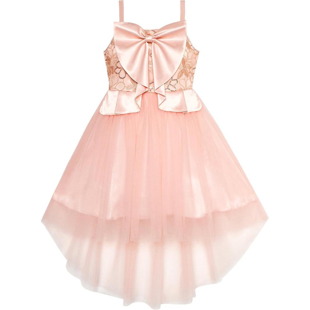 imageSunny Fashion Flower Girls Dress Bow Tie Hilow Wedding Party Size 6