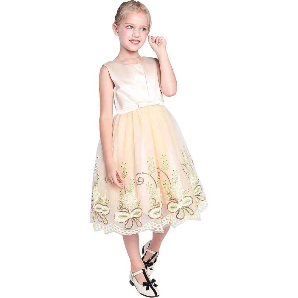 imageSunny Fashion Flower Girls Dress Purple Tiered Skirt Bridesmaid WeddingChampagne Flower