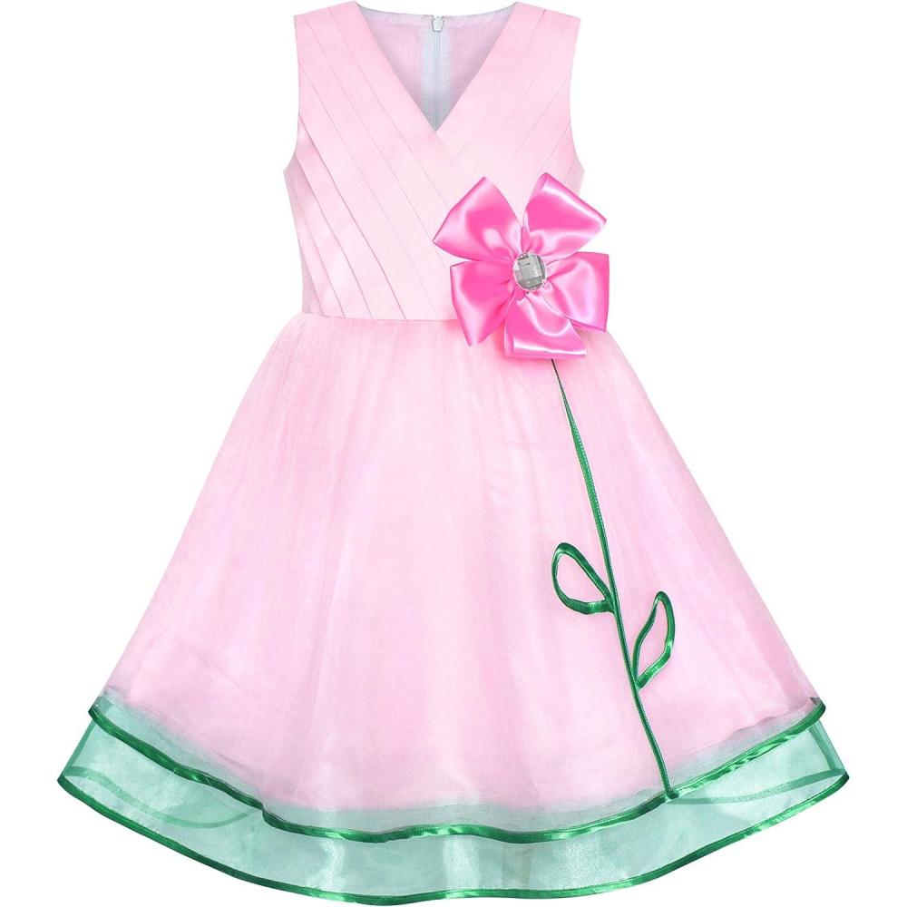 imageSunny Fashion Flower Girls Dress Tiered Ruffle Skirt Blue Pageant Size 612Pink