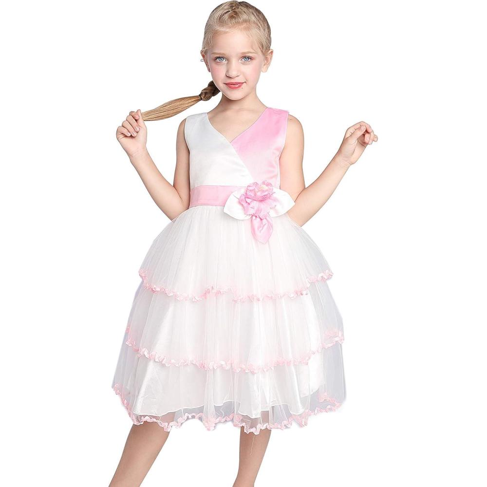 imageSunny Fashion Flower Girls Dress Tiered Ruffle Skirt Blue Pageant Size 612Purple