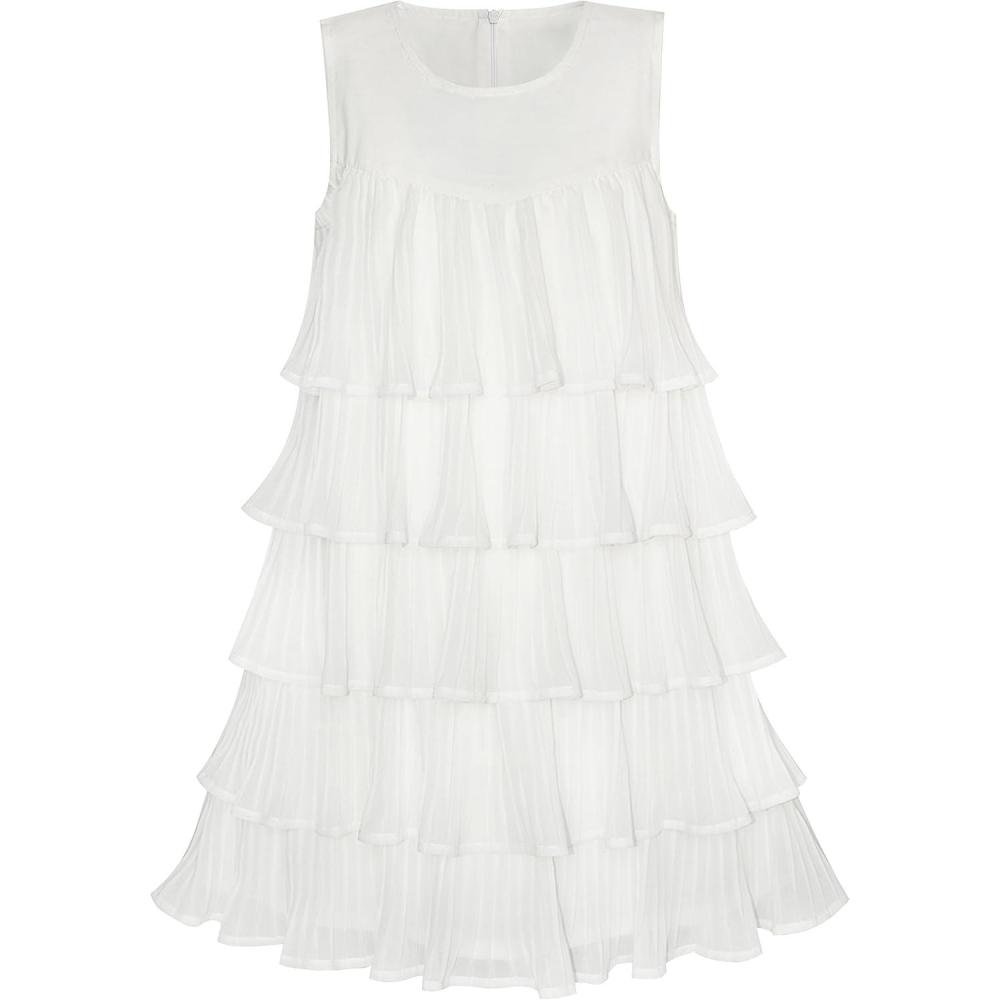 imageSunny Fashion Girls Dress Aline Off White Tower Skirt Princess Size 612