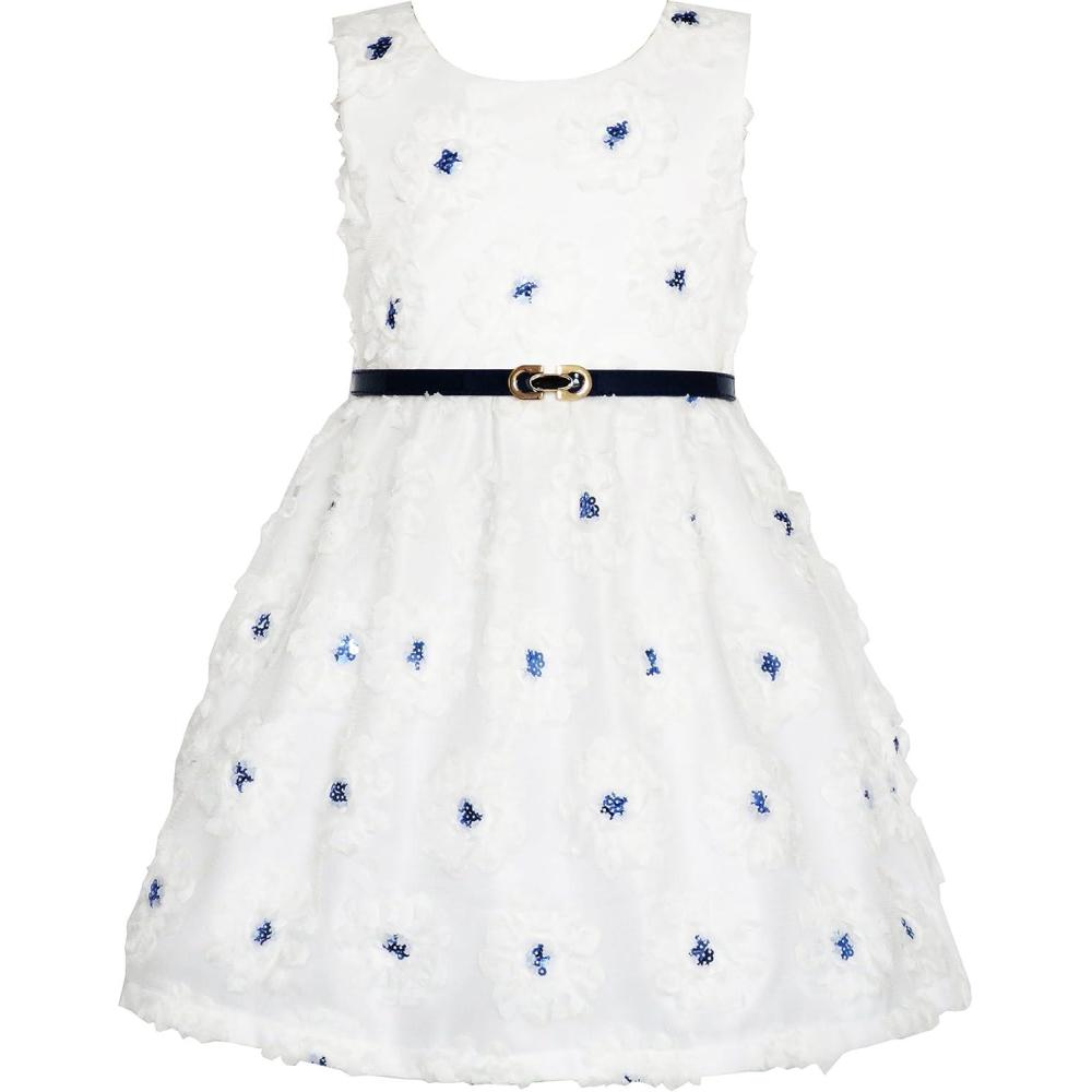 imageSunny Fashion Girls Dress Lace Jeweled Belt Sash Flowers Sequin Shiny Glitter