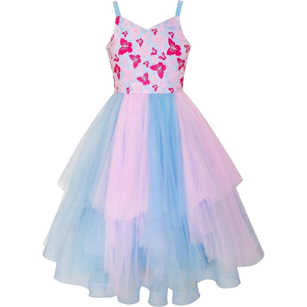 imageSunny Fashion Girls Dress Pink Blue Skater Ball Gown Pageant Size 612
