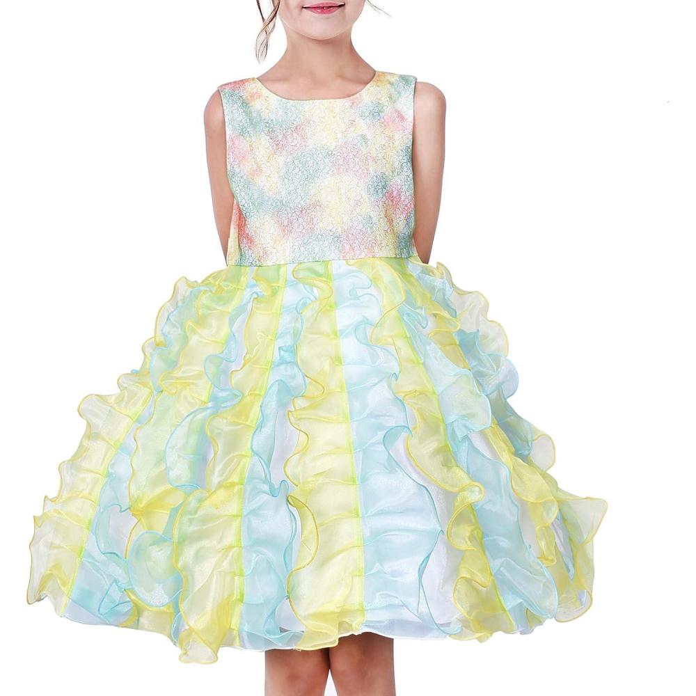 imageSunny Fashion Girls Dress Pleated Tulle Princess Party Wedding Pageant