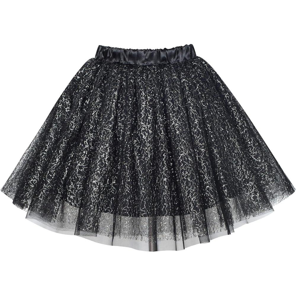 imageSunny Fashion Girls Skirt Navy Blue Pearl Stars Sparkling Tutu Dancing Size 412Shining Black