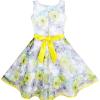 Girls Dress 3 Layers Hand Drawing Peony Flower Pageant Size 4-12 Years 4-5 Years / Yellow