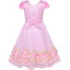Sunny Fashion Flower Girl Dress Pink Floral Wedding Bridesmaid Party Size 6-12