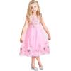 Sunny Fashion Flower Girls Dress Pink Sequin 3D Flowers Size 4-14