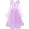 Sunny Fashion Flower Girls Dress Purple Sleeveless Mantillas Wedding Bridesmaid