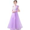 Sunny Fashion Flower Girls Dress Purple Sleeveless Mantillas Wedding Bridesmaid