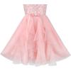 Sunny Fashion Flower Girls Dress Purple Tiered Skirt Bridesmaid Wedding(Pink Mesh)