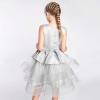 Sunny Fashion Flower Girls Dress Tiered Ruffle Skirt Blue Pageant Size 6-12(Gray)