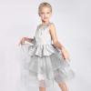 Sunny Fashion Flower Girls Dress Tiered Ruffle Skirt Blue Pageant Size 6-12(Gray)