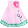 Sunny Fashion Flower Girls Dress Tiered Ruffle Skirt Blue Pageant Size 6-12(Pink)