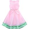 Sunny Fashion Flower Girls Dress Tiered Ruffle Skirt Blue Pageant Size 6-12(Pink)