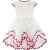 Sunny Fashion Flower Girls Dress Tiered Ruffle Skirt Blue Pageant Size 6-12(Red)